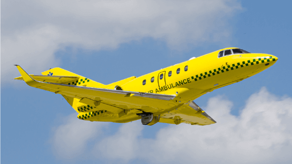 Air ambulance in the sky