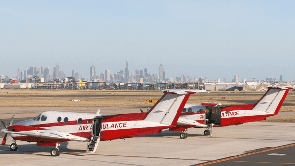 Air ambulance on a runway
