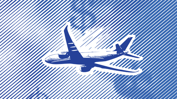 Illustration of plane with dollar signs in the background