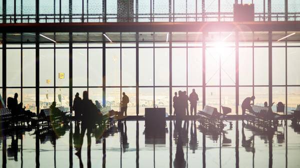 Busy airport sillhouette