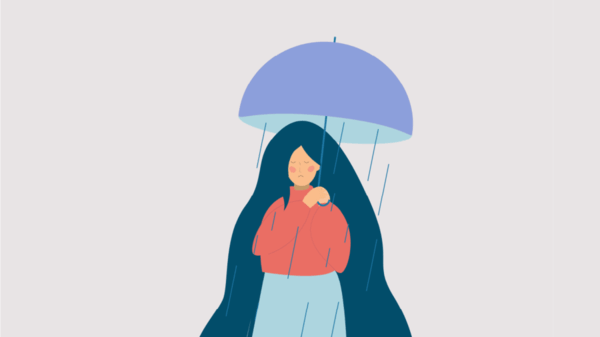 Drawing of woman looking sad 