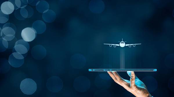 Air ticket booking and internet travel insurance concept
