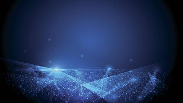 Abstract molecule structure, Polygonal technology on dark blue color background