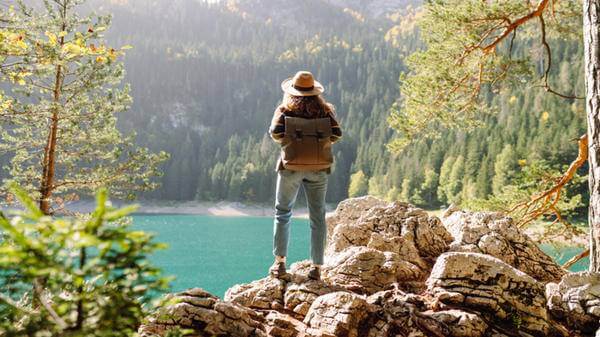 Woman travelling / exploring nature