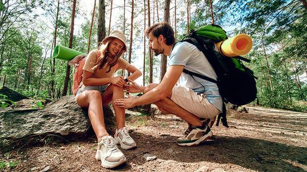 Person injured their leg on a hike 