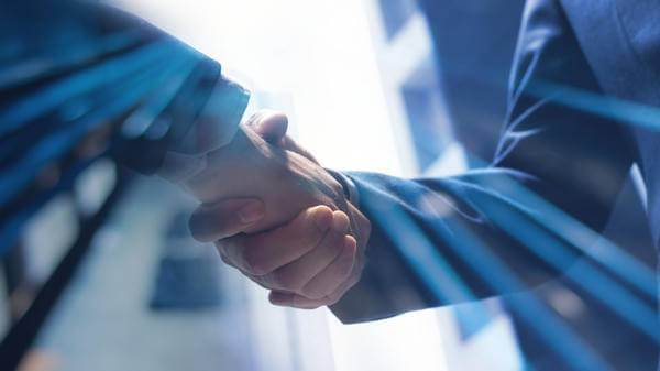 Business handshake with partner