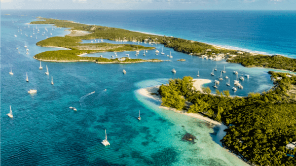 Scenic image of an island and the sea