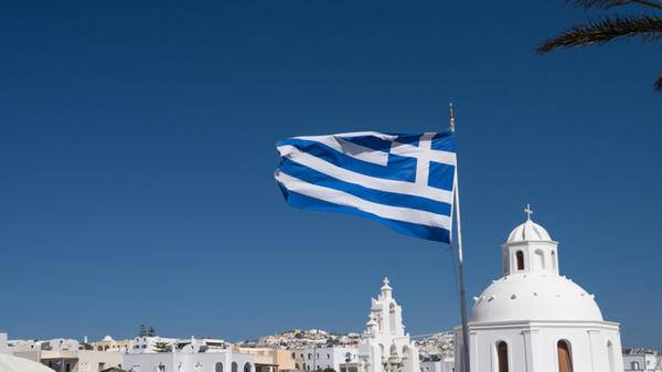 Cityscape of traditional village Karterados on Santorini island, Greece