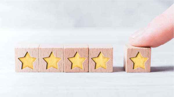 5 stars on individual wooden blocks