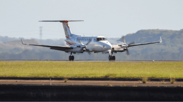 Air ambulance on a runway