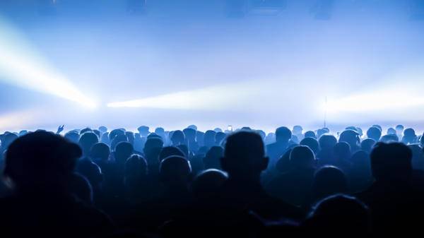 Rear View Of Silhouette Crowd Standing During Music Concert