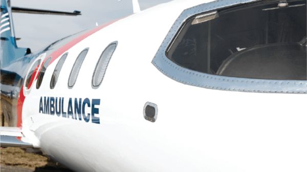 Image of the side of an air ambulance