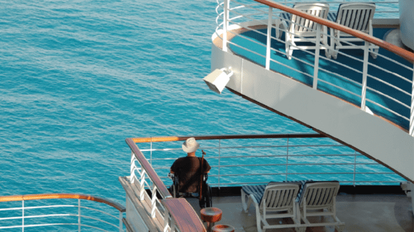 Man in wheelchair on a cruise ship