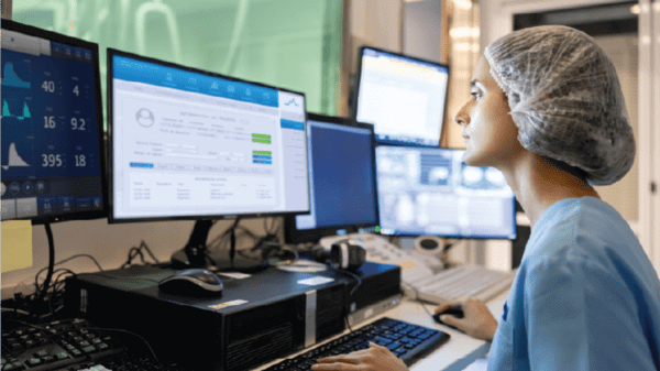 Doctor on computer