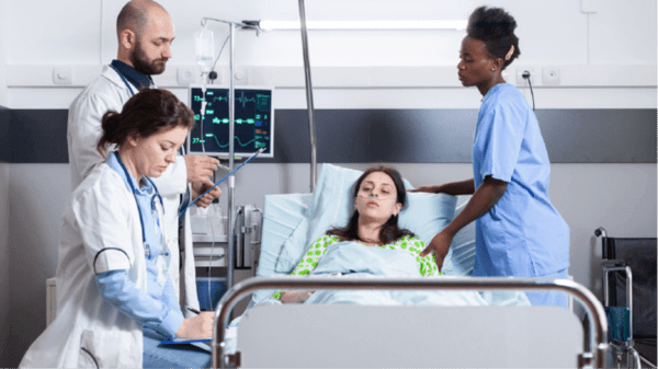 Doctors treating a patient