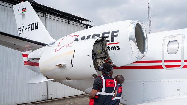 AMREF plane and engineer