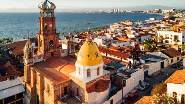 Panoramic Aerial View of Puerto Vallarta Skyline in Mexico