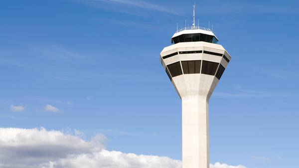 Modern air traffic control tower 