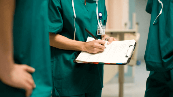 Nurse holding a clipboard