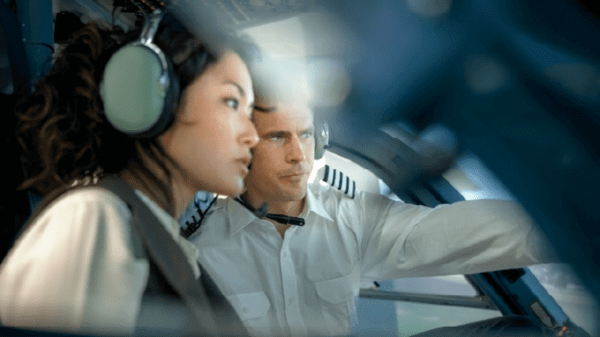 Pilots flying a plane