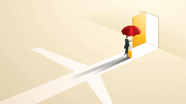 Aeroplane and a man illustration