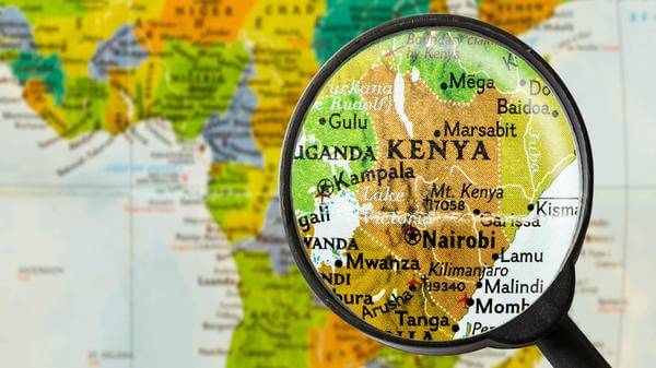East africa on map, magnified