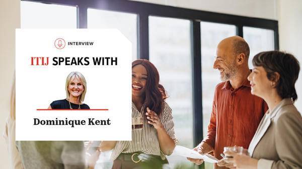 Group of people at work talking 