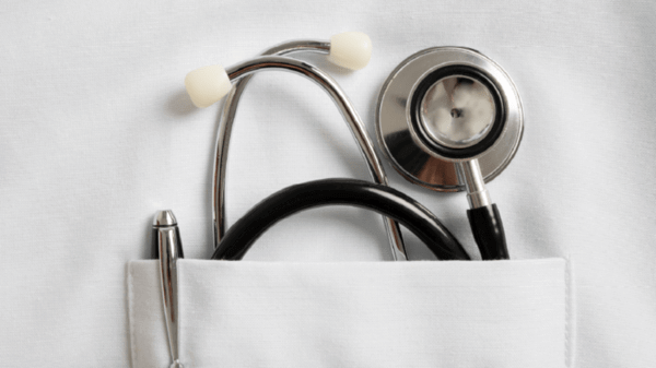 Doctors pocket with stethoscope