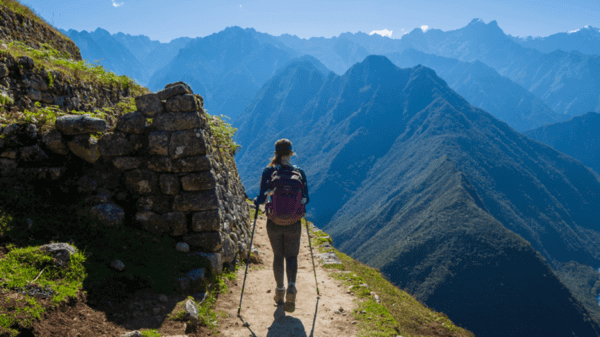 Woman hiking in South America