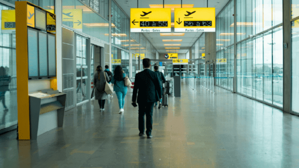 Walking through an airport