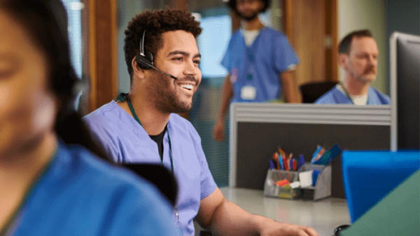 Doctor talking to patients virtually