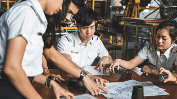 Pilots discussing