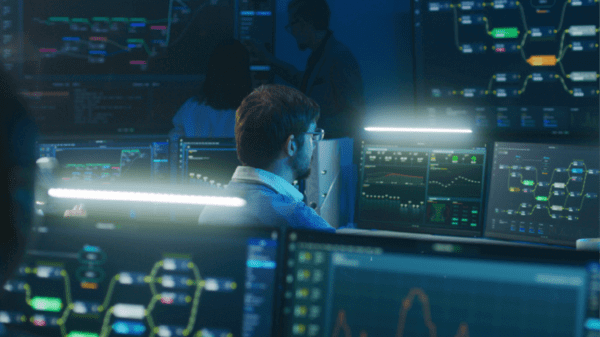 Man looking at a computer screen