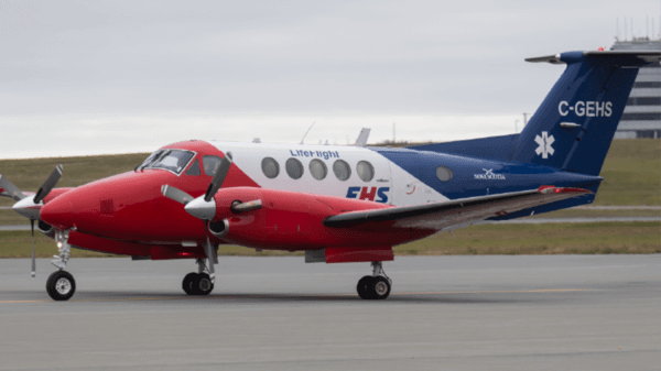 Air ambulance on a runway