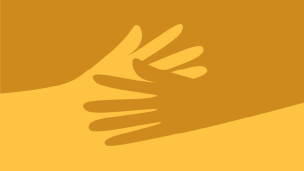 Illustration of hands hugging