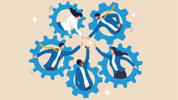 Illustration of people working together