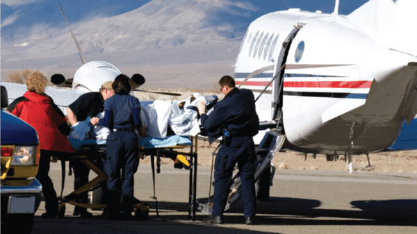 Air ambulance with a patient 