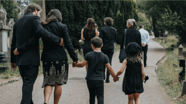 Family at a funeral