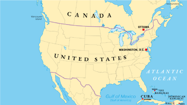 Map of US and Canada