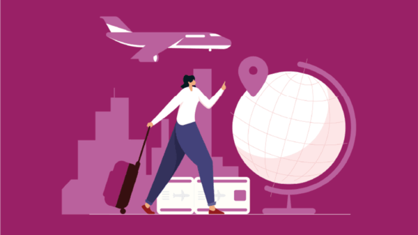 Illustration of woman travelling