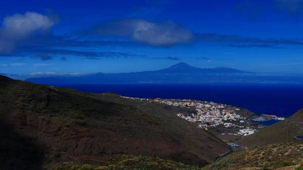 San Sebastián de la Gomera with Mount Teide and Tenerife in the background, Canary Islands