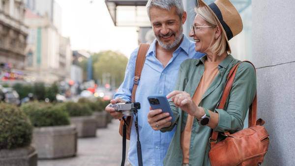 Mature couple travelling