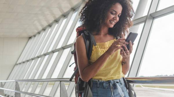 Backpacker with phone