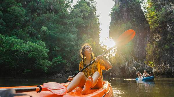 Woman kayaking