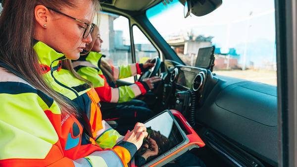 Two woman in an ambulance