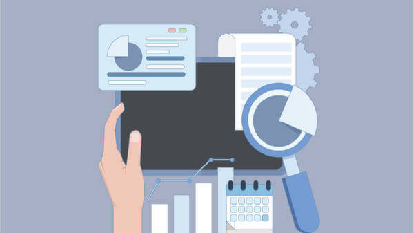 Illustration of graphs and technology