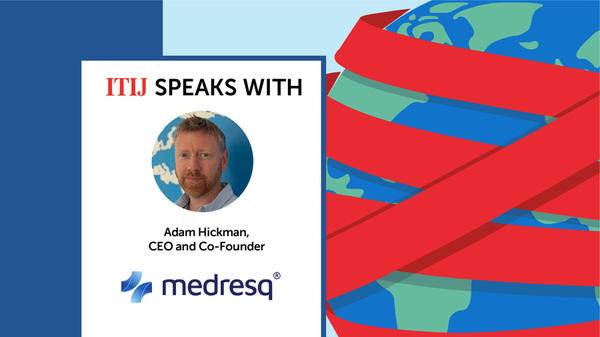Interview cover for Medresq, illustration of a earth wrapped around with red tape