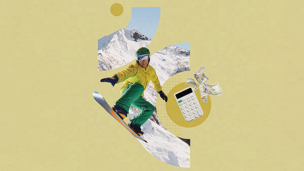 Collage of person snowboarding 