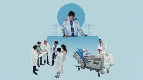 Doctors talking and working 