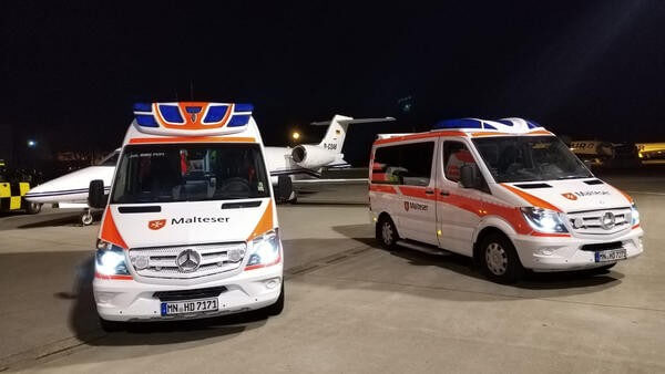 Fig 7. arriving in Germany where ground ambulances were waiting
